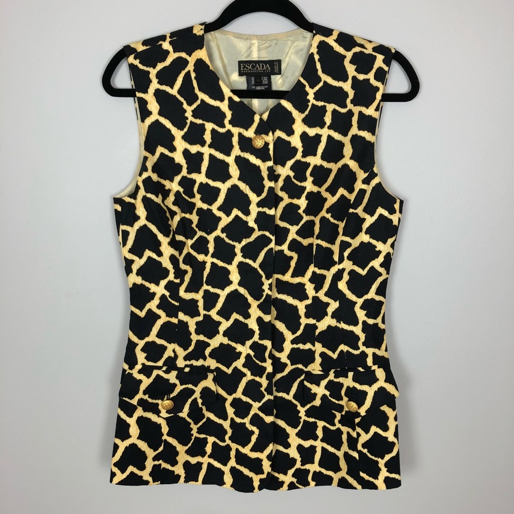 Escada VINTAGE Linen Giraffe Print Vest